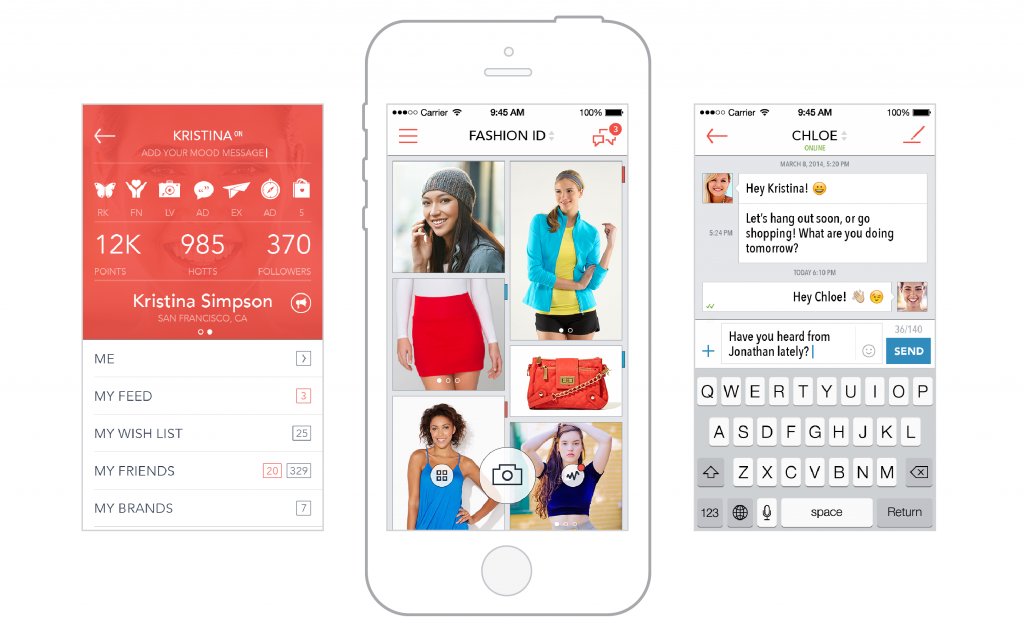 A few Fashion ID app screens.