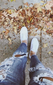 Style Director Logan Wilson (@LILWILLOGIE) steps out in a pair of distressed denim from Rue 21 and white sneakers