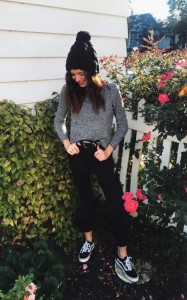 Style Director Isabella Rodier (@IKRODIER)  shares her OOTD wearing a black beanie and black Vans!